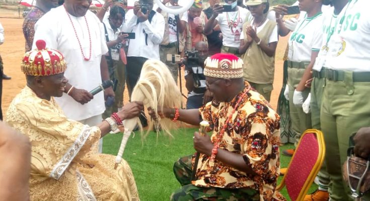 Anambra monarch confers chieftancy title on NYSC DG