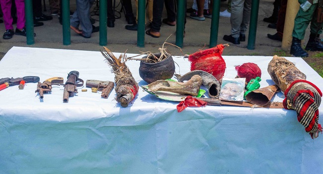 Police Storm Shrine, Parade Herbalist Allegedly Working For Car Snatchers In Rivers (Pictures)