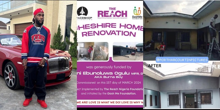 Reactions As Burna Boy Renovates Cheshire Orphanage Home In Port Harcourt
