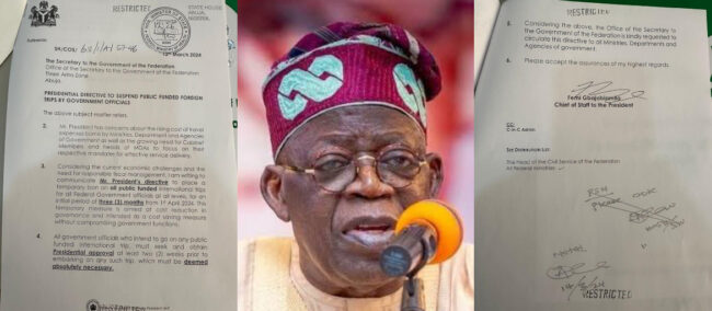 Tinubu places temporary ban on foreign trips by ministers, others