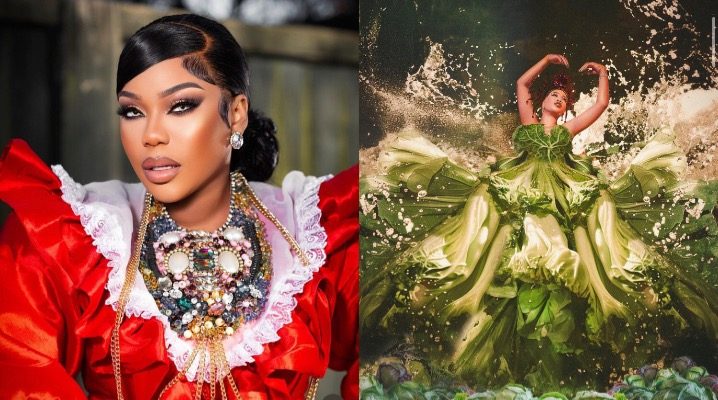 Toyin Lawani Amazes Many As She Mark 42nd Birthday With Lettuce Made Outfit (Photos)