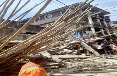 JUST IN: 10 persons rescued, many trapped in Lagos three-storey building collapse