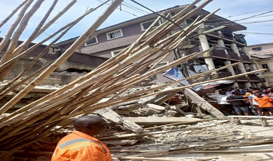 JUST IN: 10 persons rescued, many trapped in Lagos three-storey building collapse