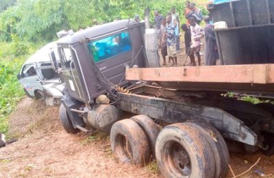 Three Killed, Others Injured As Trailer Crashes Into Bus In Abia