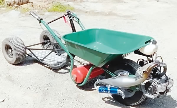 Behold motorised wheelbarrow that can travel at 84km per hour