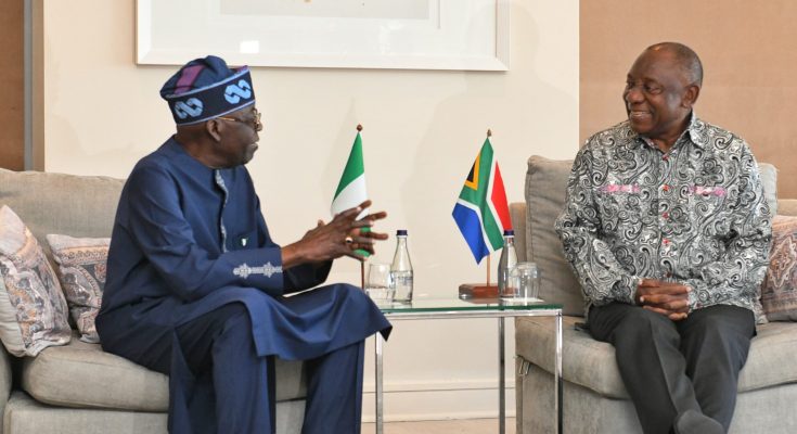 Tinubu in diplomatic talks with South African President, Ramaphosa