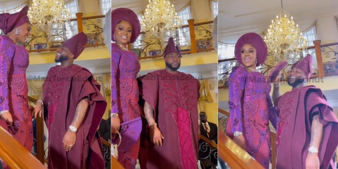 ‘Union made in heaven’, Netizens react as Davido, Chioma unveil tradition wedding look