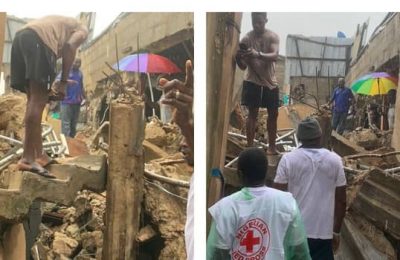 Lagos Flash Flood: One dead, seven rescued as building collapses at Mushin