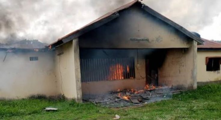 Youths Protesting Banditry Set INEC Office Ablaze In Benue (PHOTOS)