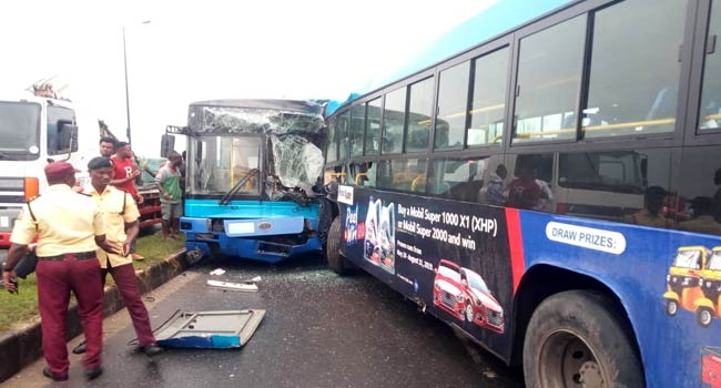 Passengers Injured As Two BRT Buses Collide In Lagos