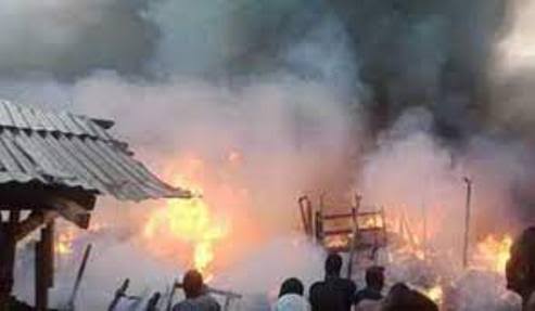 Properties Destroyed As Fire Guts Three Stores In Lagos Plank Market