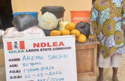 80-Year-Old Man Arrested For Trafficking 14kg Of Cannabis In Lagos