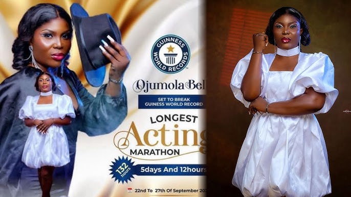 Actress Ojumola Bello Sets New Guinness World Record For Longest Acting Marathon