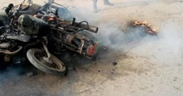 Angry Mob Sets Ablaze Two Men Over Alleged Motorcycle Theft In Ogun