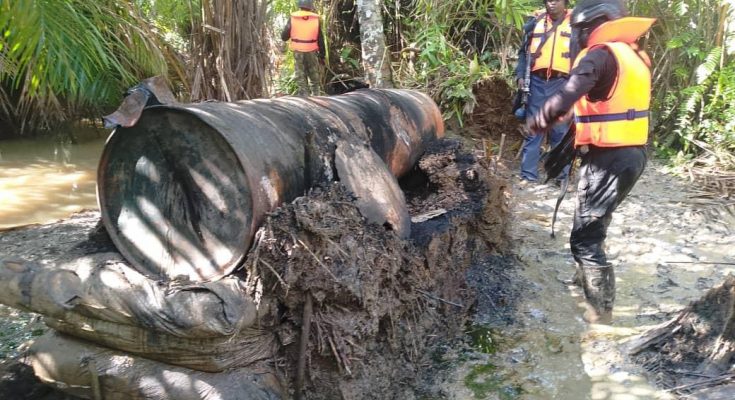 Nigerian Navy Destroys Illegal Oil Refinery In Bayelsa