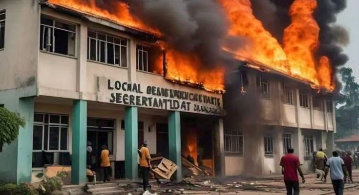 Rivers Crisis Worsens As Hoodlums Set Ablaze Three LG Secretariats (Photos)