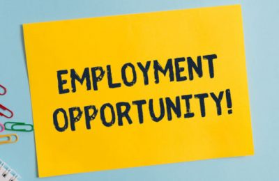 Text sign showing Employment Opportunity. Conceptual photo no Discrimination against Applicant Equal Policy Plain cardboard and writing equipment placed above pastel colour backdrop.