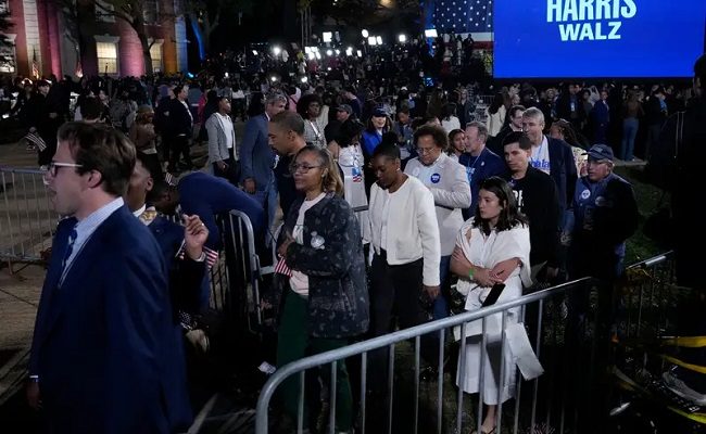 Harris postpones speech as supporters leave watch party