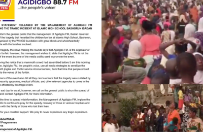 Ibadan funfair tragedy: Agidigbo FM denies organising event