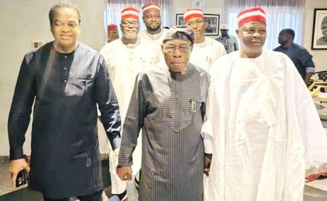 Kwankwaso, Duke meet Obasanjo in Abeokuta