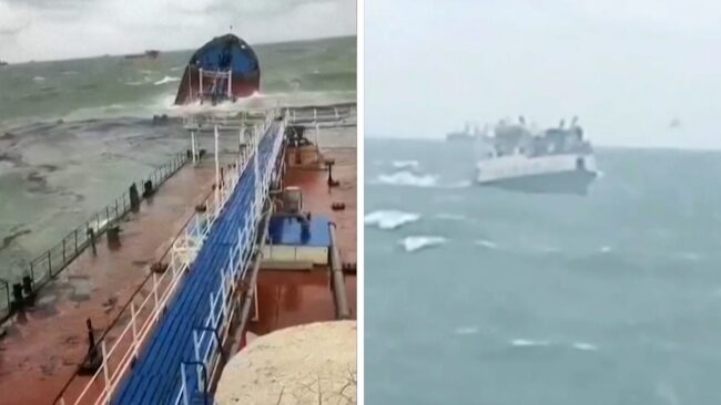 Two Russian cargo ships in distress near Crimea after bad weather