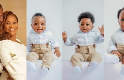 PHOTOS: Ali Baba, wife reveal triplets' faces on 1st birthday